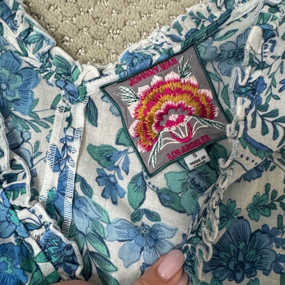 Johnny Was Blue and White Boho Dress Small - Picture 5 of 11